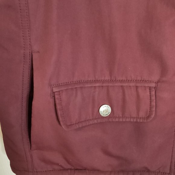 Lady Hathaway Women's Red Reversable Vest Size M Faux Fur Lining Pockets Warm - Picture 5 of 10
